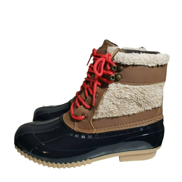 Olivia Miller Shoes - Olivia Miller Womens Jasmine Brown Lace Up Cold Weather Duck Boots Size 7.5